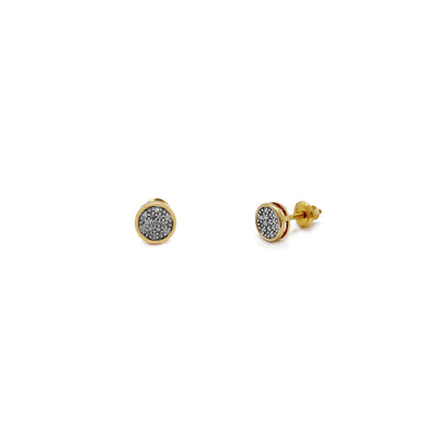 Diamond Cluster Bezel Stud Earrings (14K)  Lucky Diamond New York