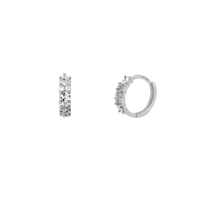 Faceted Cut Stone-Set Huggie Earrings (14K) Lucky Diamond New York