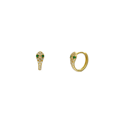 Icy Green Eyes Snake Earrings (14K) Lucky Diamond New York