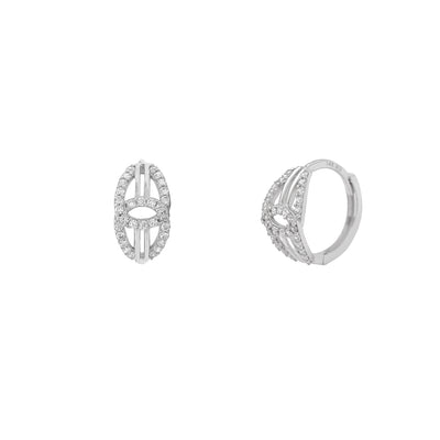 Stone-Set Knot Bridged Huggie Earrings (14K) Lucky Diamond New York