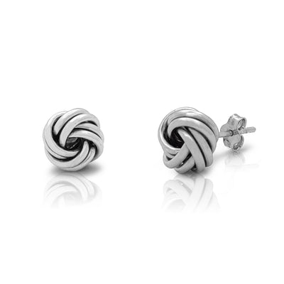 2-Rows Love Knot Earrings (Silver) Lucky Diamond New York