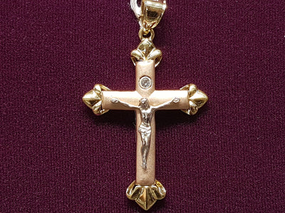 Tricolored Gold Jesus Crucifix Pendant 14K - Lucky Diamond 恆福珠寶金行 New York City 169 Canal Street 10013 Jewelry store Playboi Charlie Chinatown @luckydiamondny 2124311180