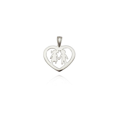 Polished Heart Girl & Boy Pendant (Silver) New York Lucky Diamond