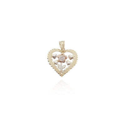 Framed Flower Heart Pendant (14K) Lucky Diamond New York