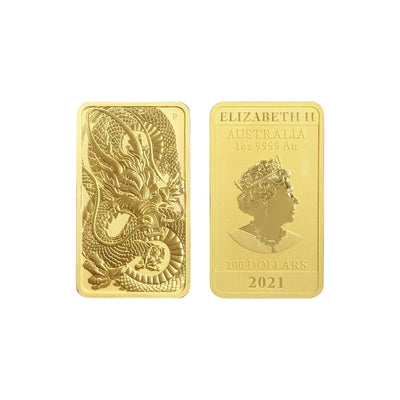 2021 1oz Gold Australian Dragon Coin Bar AUD$100 - main - Lucky Diamond - New  York