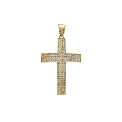 Iced-Out Convex Cross Pendant (14K) Lucky Diamond New York