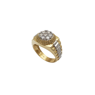 Zirconia Fluted Presidential Men's Ring (14K) Lucky Diamond New York