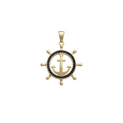 Black Zirconia Steering Wheel & Anchor Pendant (14K) Lucky Diamond New York