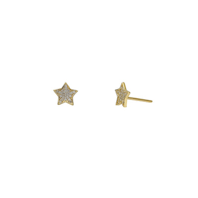 Zirconia Star Stud Earrings (14K) Lucky Diamond New York