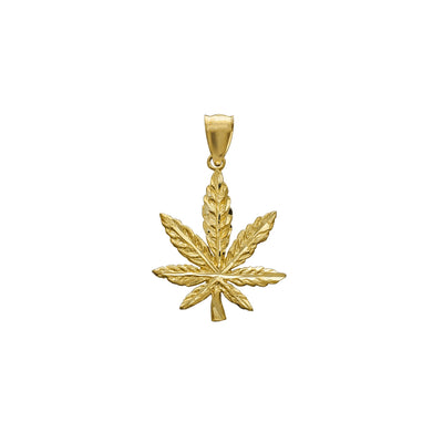 [Diamond-Cuts] Textured Cannabis Leaf Pendant (14K) Lucky Diamond New York