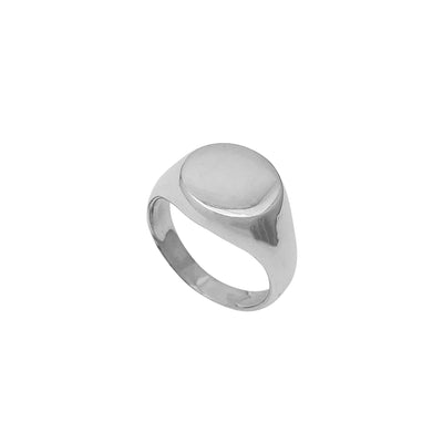 Hollow Round Signet Ring (Silver) Lucky Diamond New York