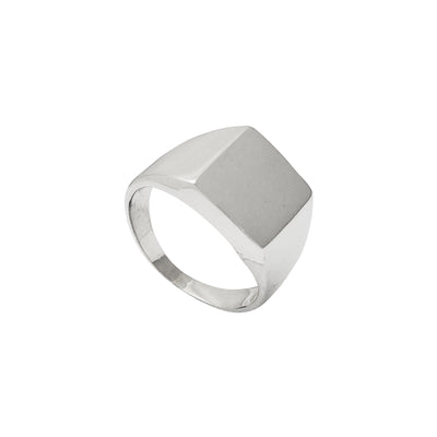 Hollow Rectangular Signet Ring (Silver) Lucky Diamond New York