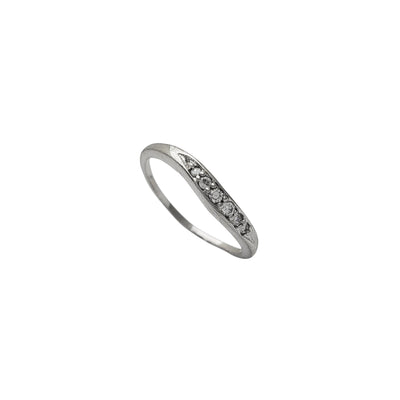 Zirconia Curved Band Ring (Silver) Lucky Diamond New York