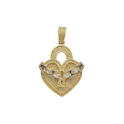 Diamond Heart Shape Lock Pendant (10K) Lucky Diamond New York