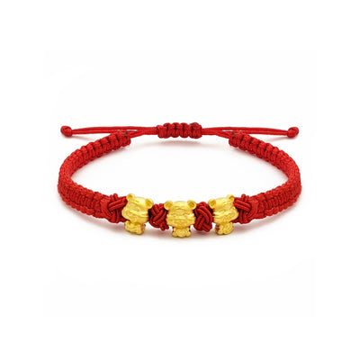 Happy Tiger Trio Chinese Zodiac Red String Bracelet (24K) main - Lucky Diamond - New York