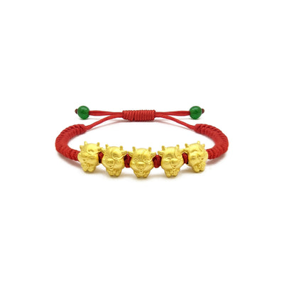 Ox Quintuplet Chinese Zodiac Red String Bracelet (24K) main - Lucky Diamond - New York