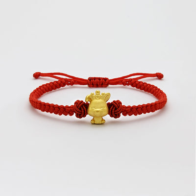 Royal Rabbit Chinese Zodiac Red String Bracelet (24K) Lucky Diamond - New York