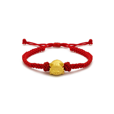 Winking Little Tiger Chinese Zodiac Red String Bracelet (24K) main - Lucky Diamond - New York