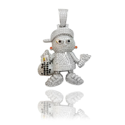 CZ Angry Street Kid With Moneybag (Sterling Silver) - Lucky Diamond