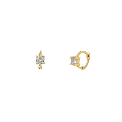 4-Prong Miniature Huggie Earrings (14K) Lucky Diamond New York