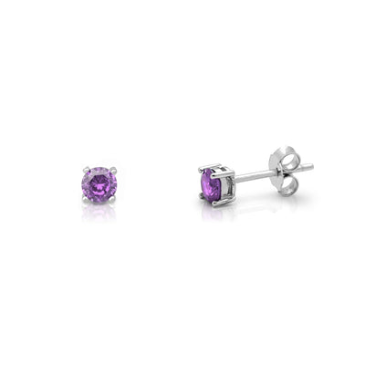 Purple Stone Stud Earrings (Silver) Lucky Diamond New York