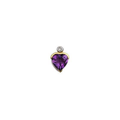 Amethyst Heart Semi-Bezeled Pendant (10K) front - Lucky Diamond - New York
