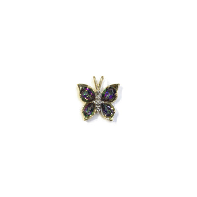 Mystic Topaz Butterfly Pendant (10K) front - Lucky Diamond - New York