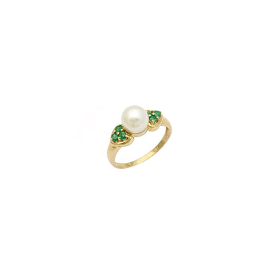 Pearl Emerald Accented Ring (10K) diagonal - Lucky Diamond - New York