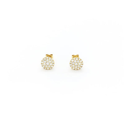 Round Diamond Cluster Stud Earrings yellow (10K) front - Lucky Diamond - New York