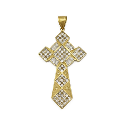 Icy Celtic Christian Pointed Cross Pendant (10K) front - Lucky Diamond - New York