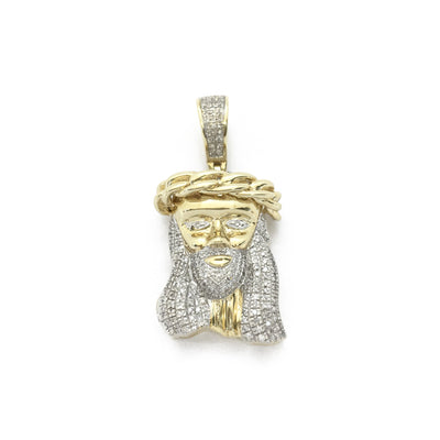 Crowned Diamond Jesus Head Pendant (10K) front - Lucky Diamond - New York