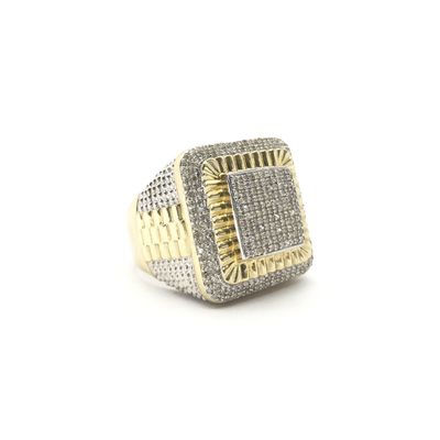 Square Diamond Cluster Two-Tone Ring (10K) side - Lucky Diamond - New York