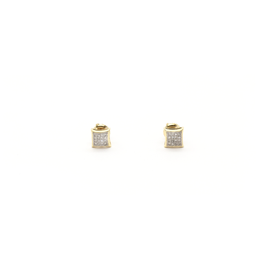 Curvy Square Diamond Cluster Stud Earrings (10K) front - Lucky Diamond - New York