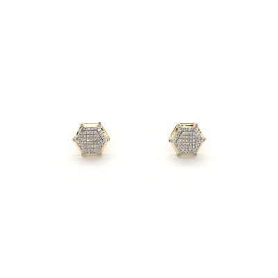 Diamond Hexagon Cluster Stud Earrings (10K) front - Lucky Diamond - New York