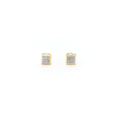 Framed Square Diamond Cluster Stud Earrings (10K) front - Lucky Diamond - New York