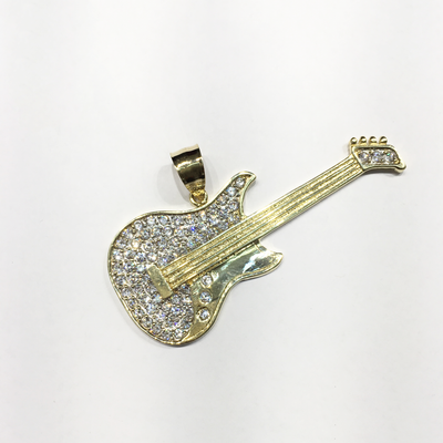 Rock Electric Guitar CZ Pendant (10K) front - Lucky Diamond - New York