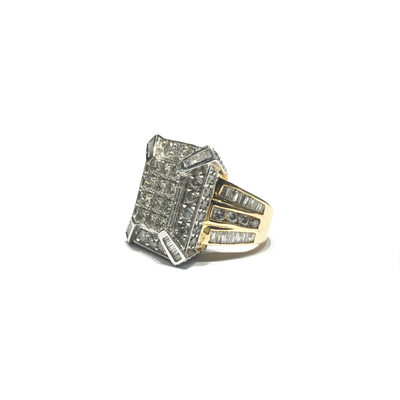 Round Cut Diamond Emerald Shaped Cluster Engagement Ring (10K) side - Lucky Diamond - New York
