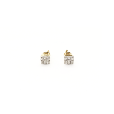 Square Diamond Cluster Stud Earrings (10K) front - Lucky Diamond - New York