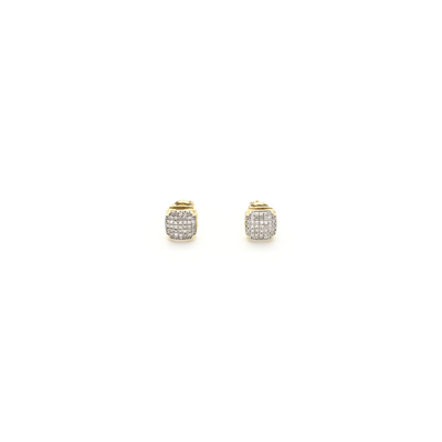 Square Diamond Dome Stud Earrings (10K) front - Lucky Diamond - New York