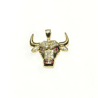 Bull Head CZ Pendant (10K) - Lucky Diamond