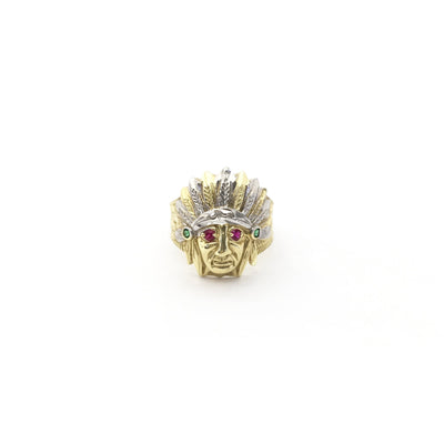 Indian Chief Head CZ Ring (14K) front - Lucky Diamond - New York