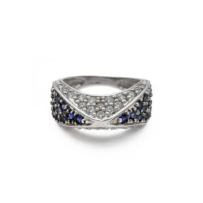 Intersected Chevron Icy Ring (14K) front - Lucky Diamond - New York