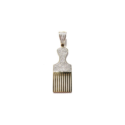 Afro Pick Comb Pendant (14K) front - Lucky Diamond - New York
