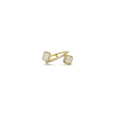 Asscher and Emerald Double Overlap Ring (14K) front - Lucky Diamond - New York