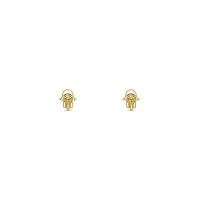 Beaded Hamsa Silhouette Stud Earrings (14K) front - Lucky Diamond - New York