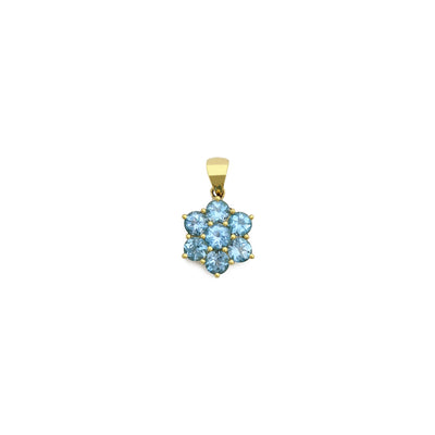 Blue Topaz Flower Pendant (14K) front - Lucky Diamond - New York