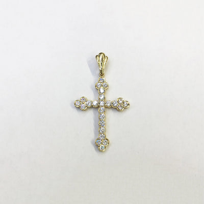 Cross of Lazarus CZ Pendant (14K) front - Lucky Diamond - New York