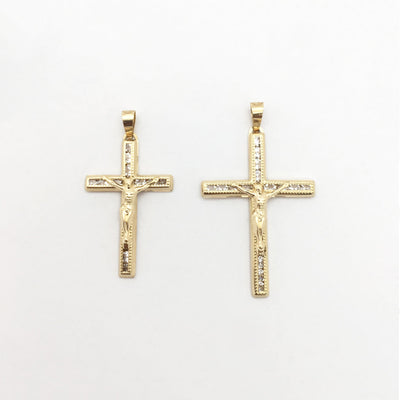 Crucifix CZ Milgrain Pendant (14K) main - Lucky Diamond - New York