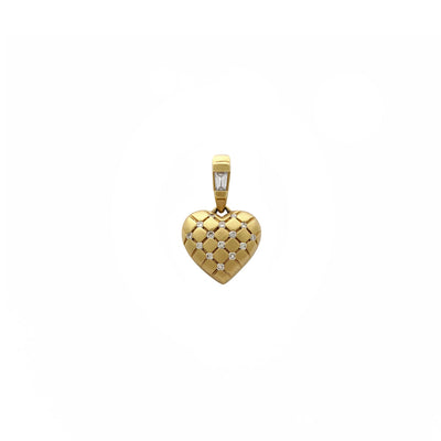 Diamond Quilted Heart Pendant (14K) front - Lucky Diamond - New York