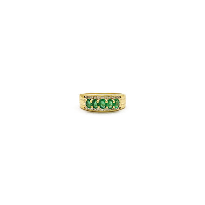 Emerald and Diamonds Five Stone Ring (14K) front - Lucky Diamond - New York